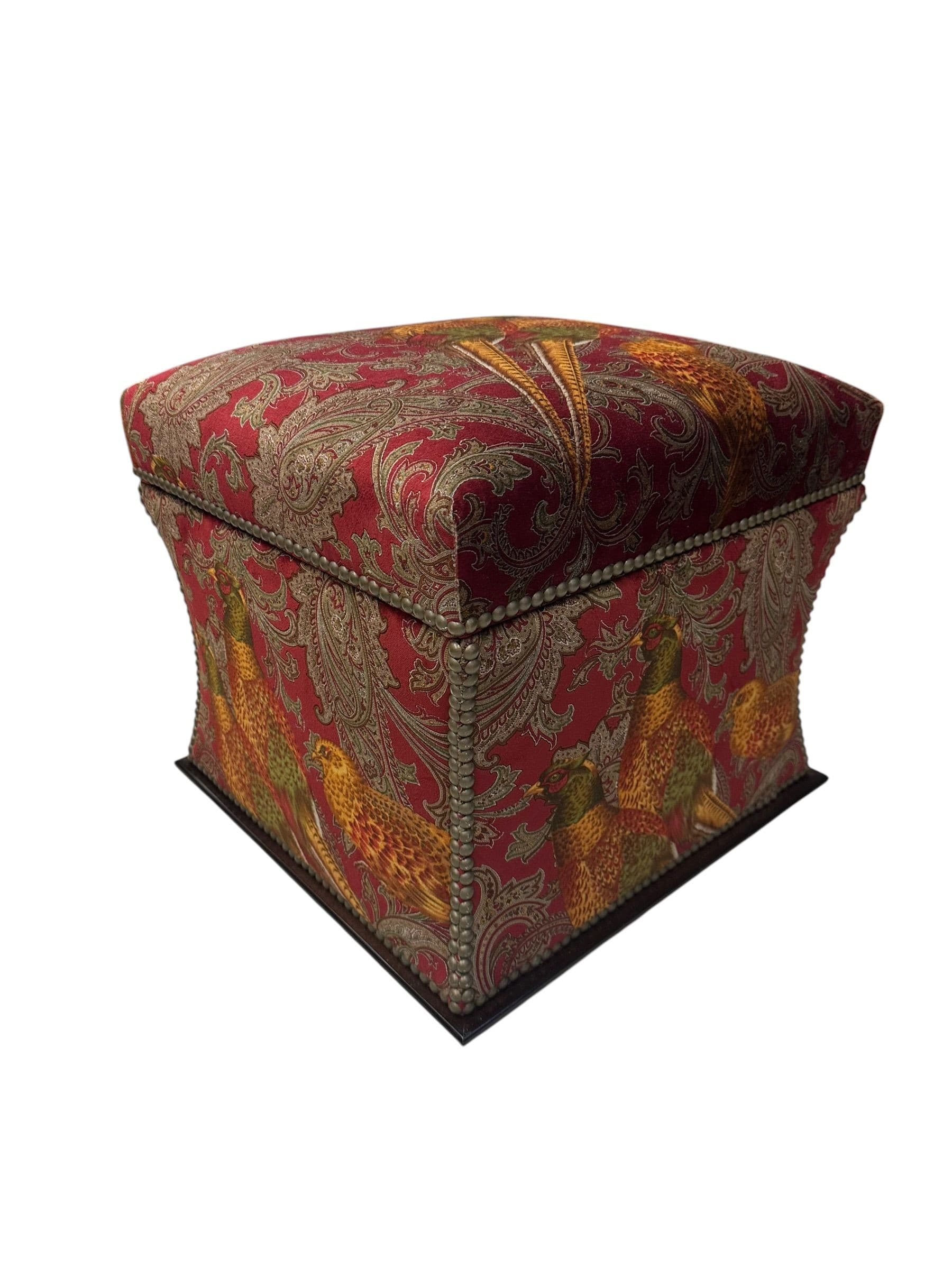 Ralph Lauren 'Florence' Ottoman in Buckthorn Paisley Fabric with Nailhead Trim | IdleHour