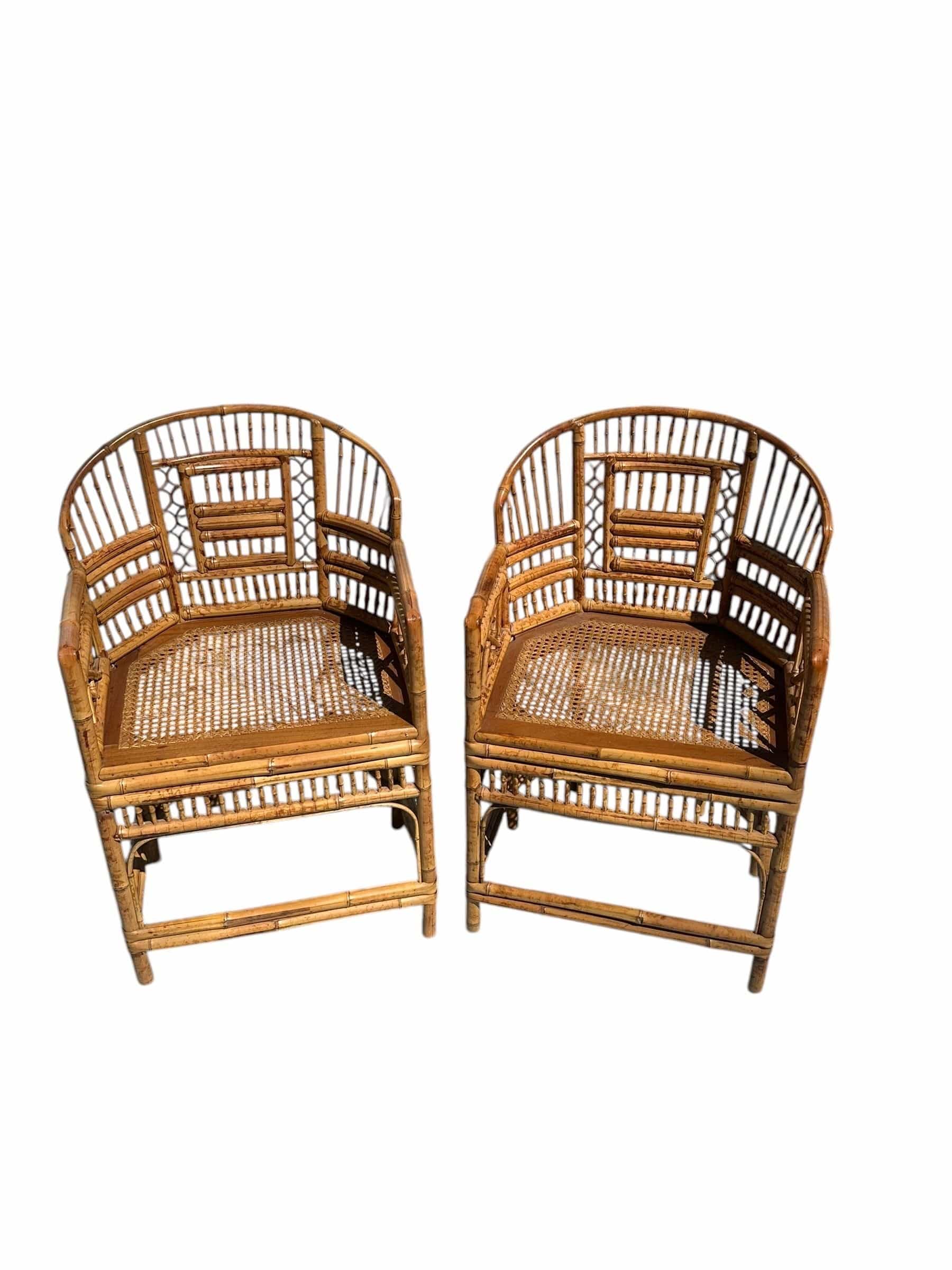 Mid 20th Century Pair of Brighton Pavilion Burnt Bamboo Pagoda Chairs | IdleHour