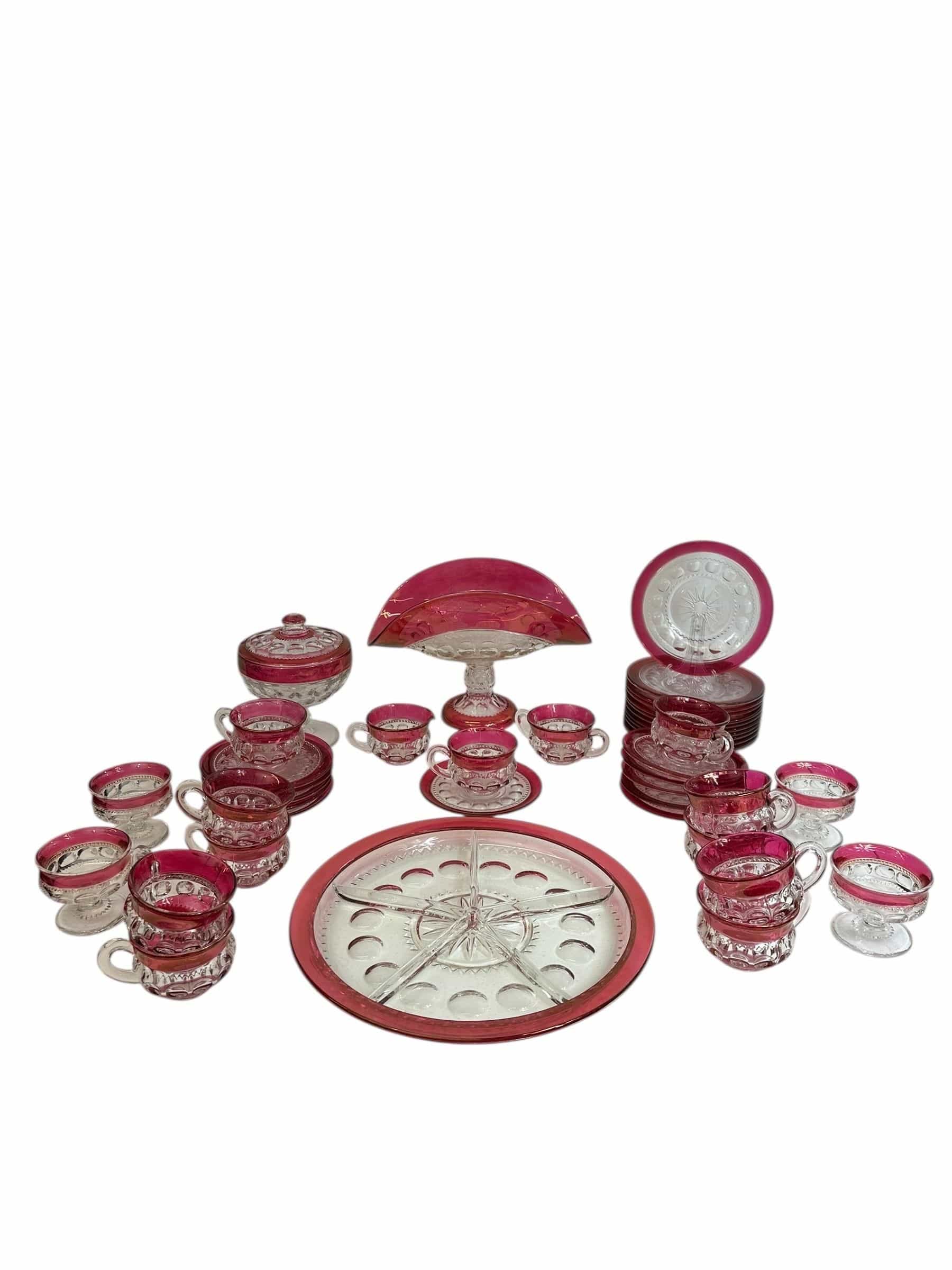Vintage Tiffin Kings Crown Thumbprint Tea Set for 10 with Extras - 44 Pieces | IdleHour