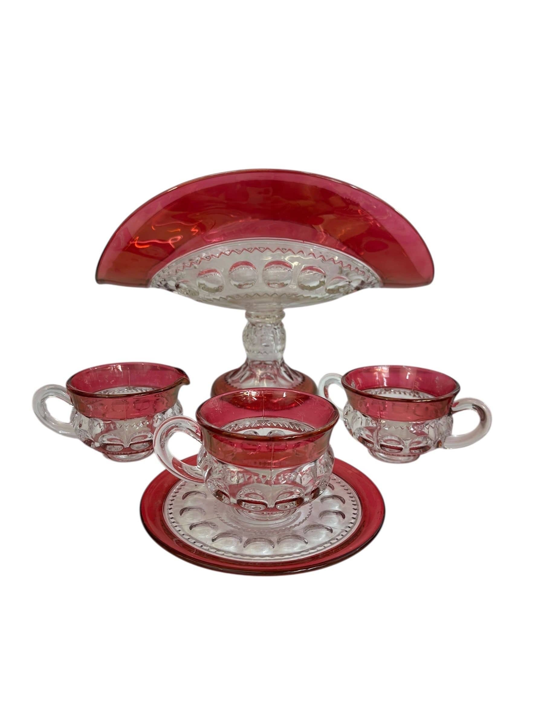 Vintage Tiffin Kings Crown Thumbprint Tea Set for 10 with Extras - 44 Pieces | IdleHour