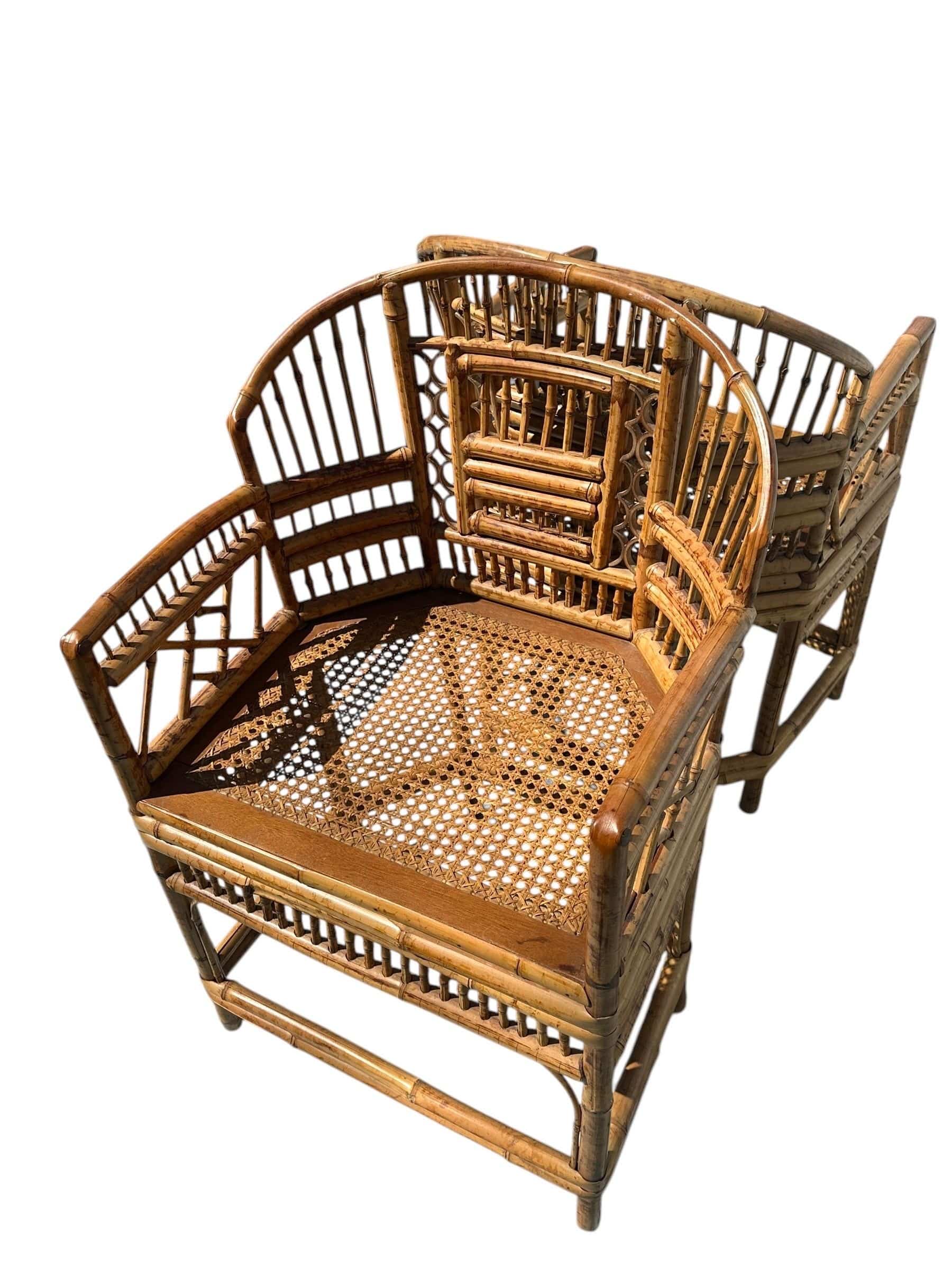Mid 20th Century Pair of Brighton Pavilion Burnt Bamboo Pagoda Chairs | IdleHour