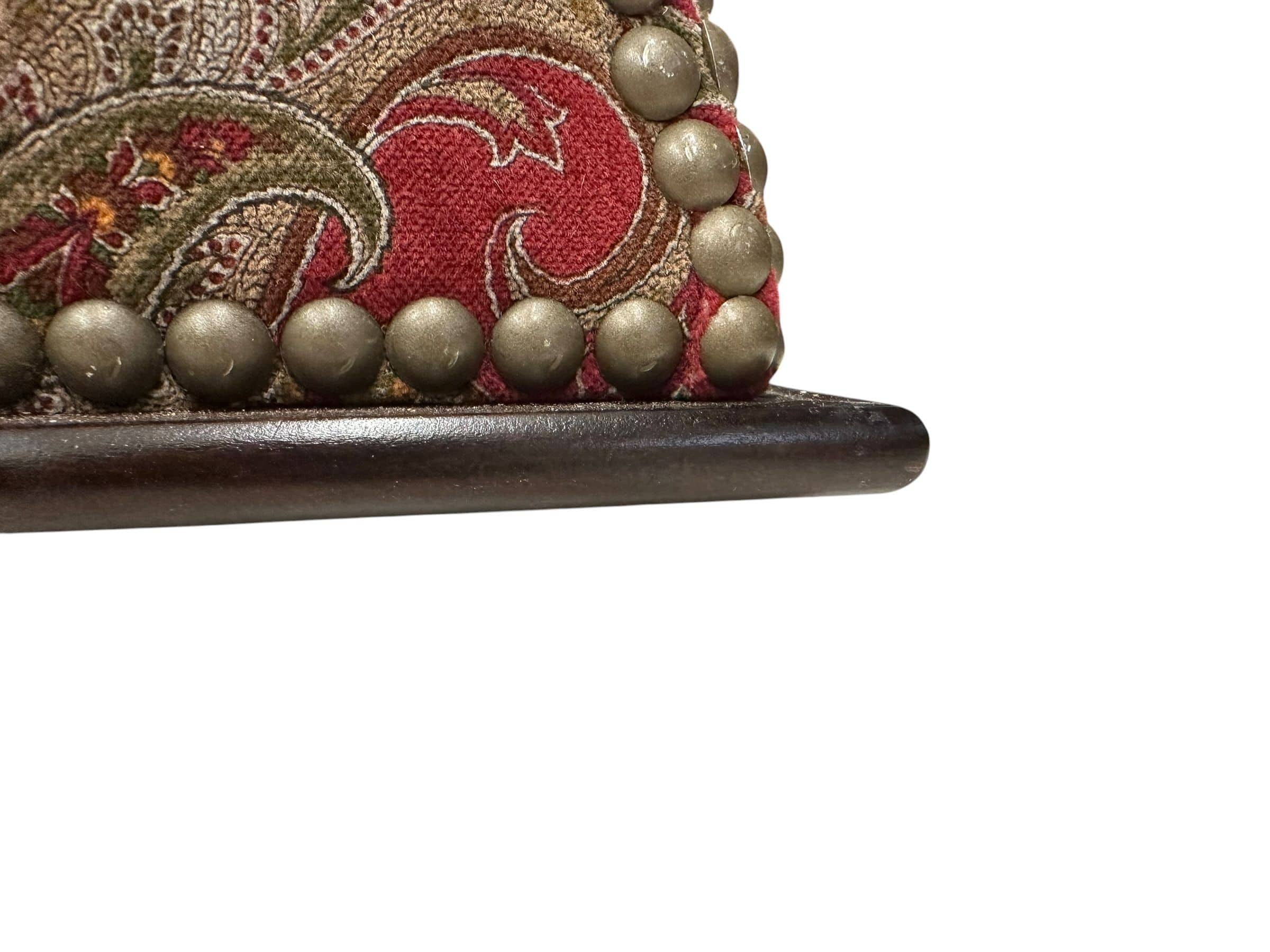 Ralph Lauren 'Florence' Ottoman in Buckthorn Paisley Fabric with Nailhead Trim | IdleHour