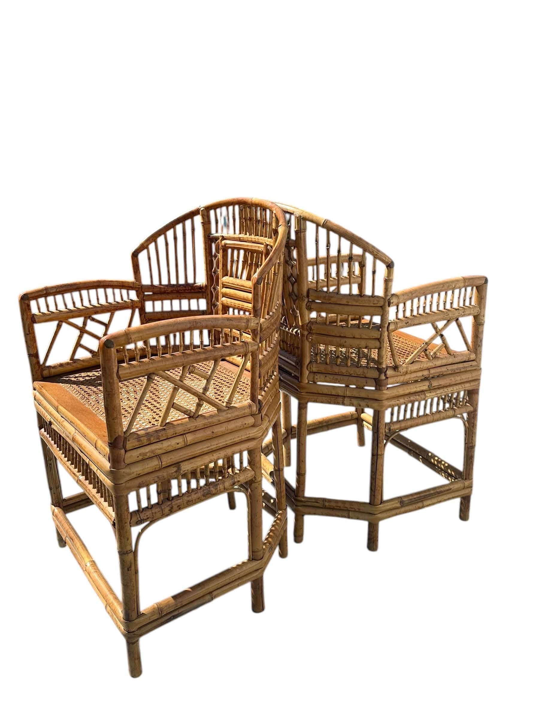 Mid 20th Century Pair of Brighton Pavilion Burnt Bamboo Pagoda Chairs | IdleHour