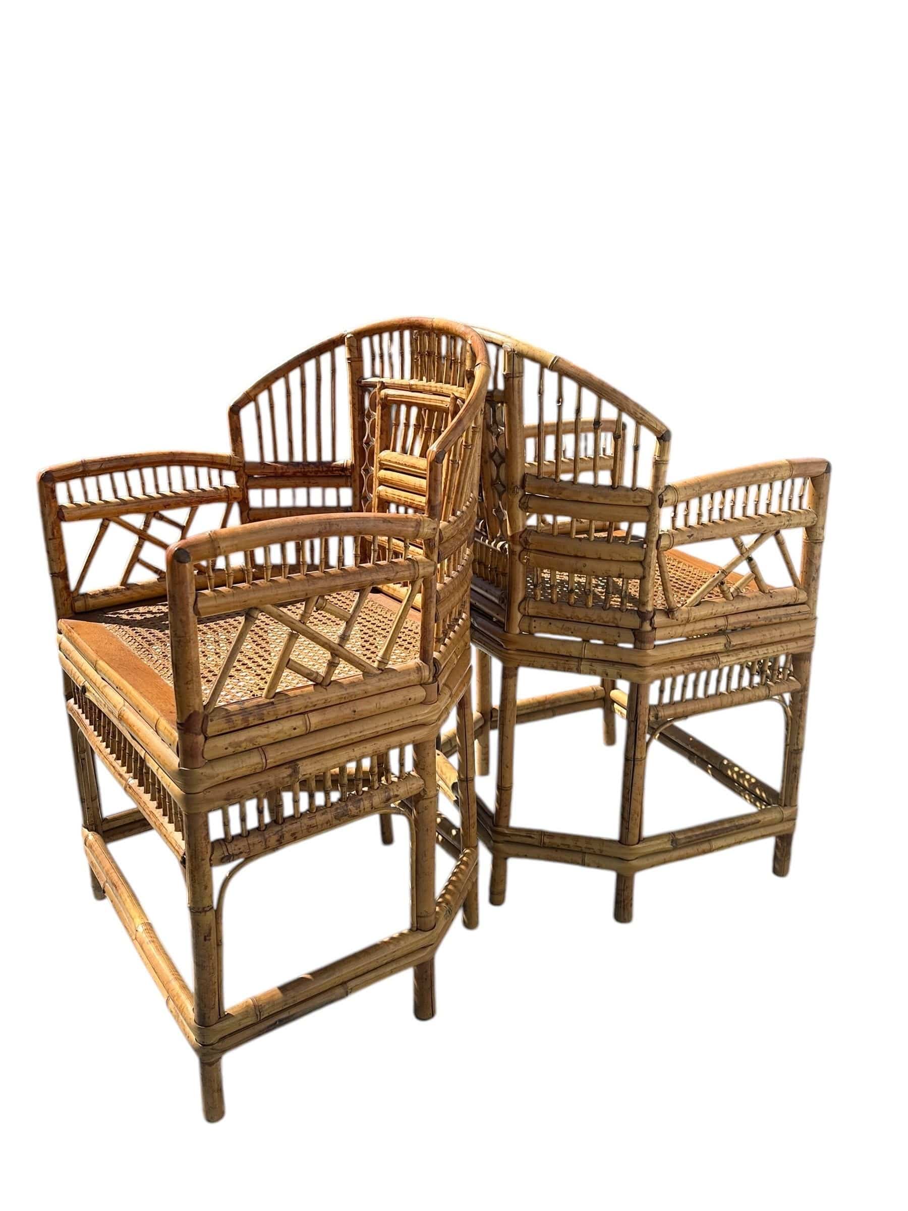 Mid 20th Century Pair of Brighton Pavilion Burnt Bamboo Pagoda Chairs | IdleHour