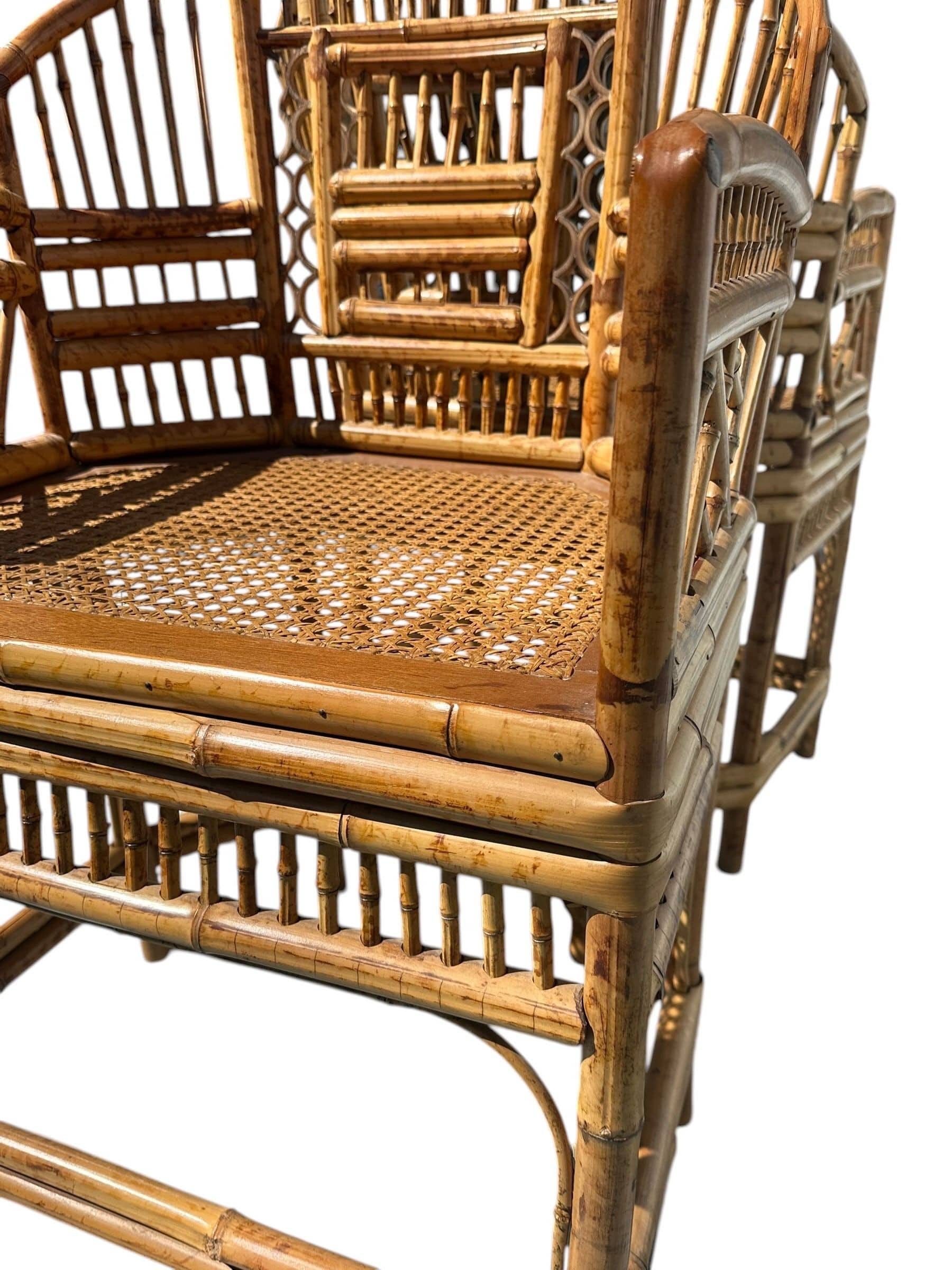 Mid 20th Century Pair of Brighton Pavilion Burnt Bamboo Pagoda Chairs | IdleHour