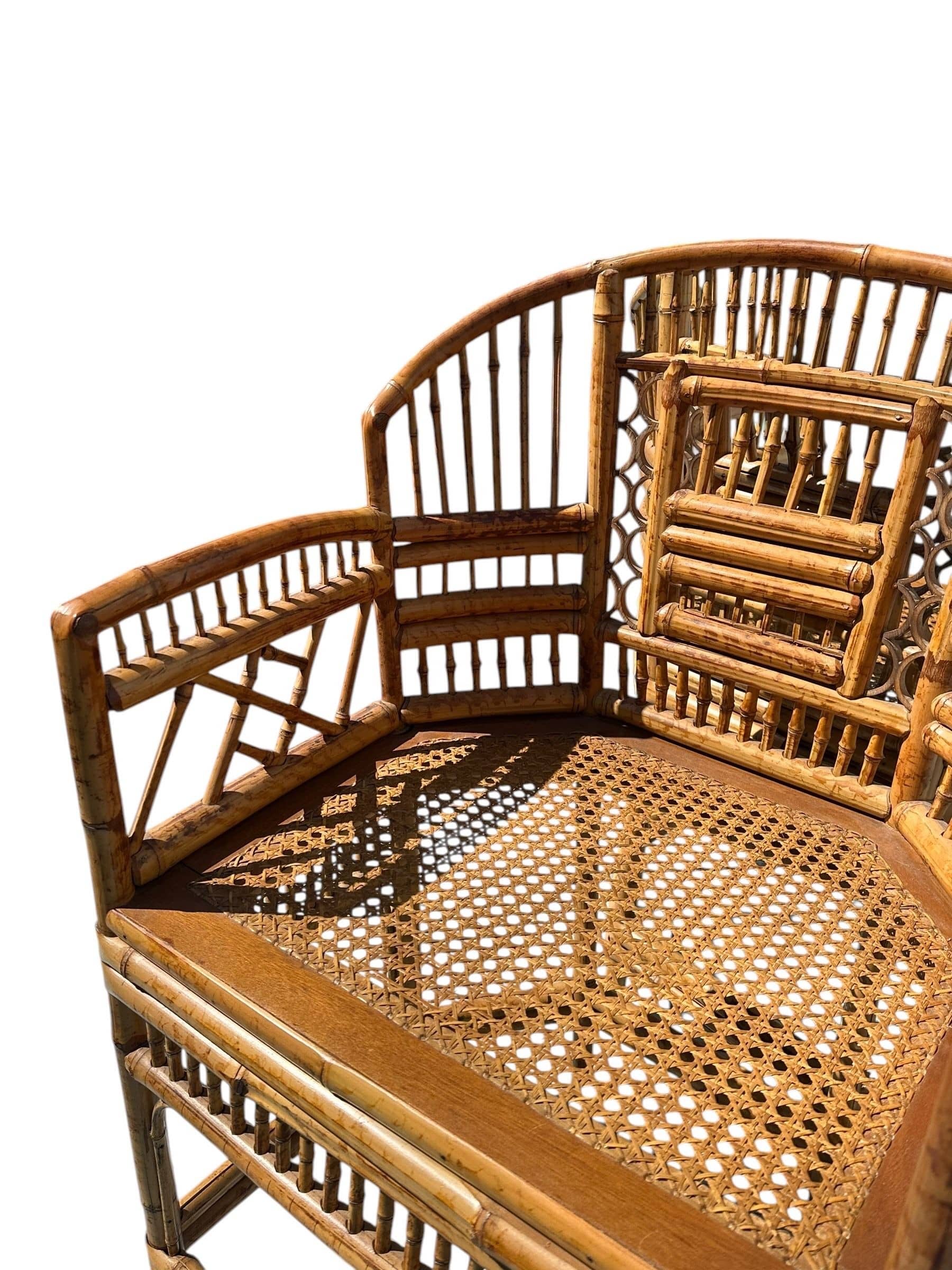 Mid 20th Century Pair of Brighton Pavilion Burnt Bamboo Pagoda Chairs | IdleHour