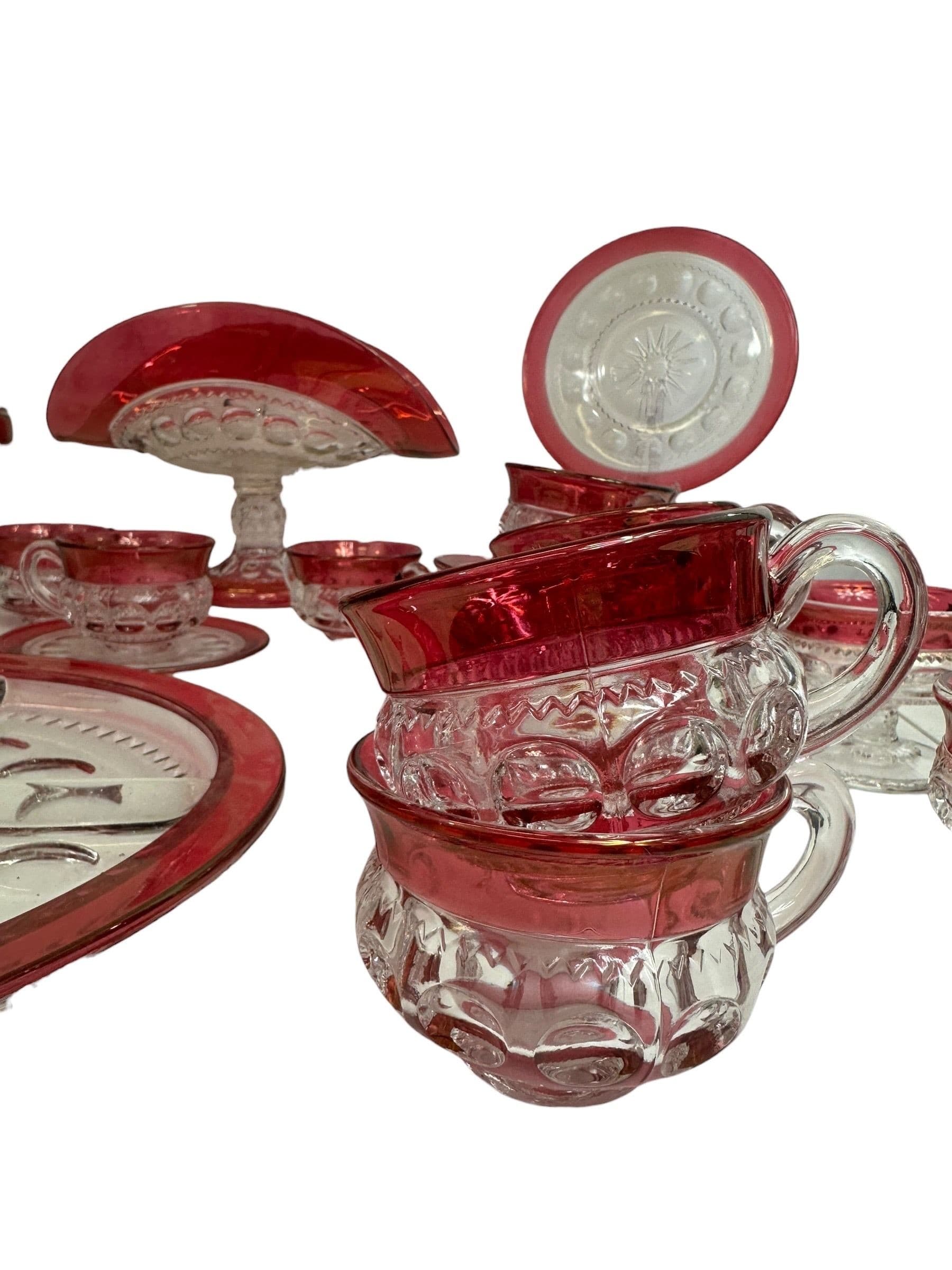 Vintage Tiffin Kings Crown Thumbprint Tea Set for 10 with Extras - 44 Pieces | IdleHour