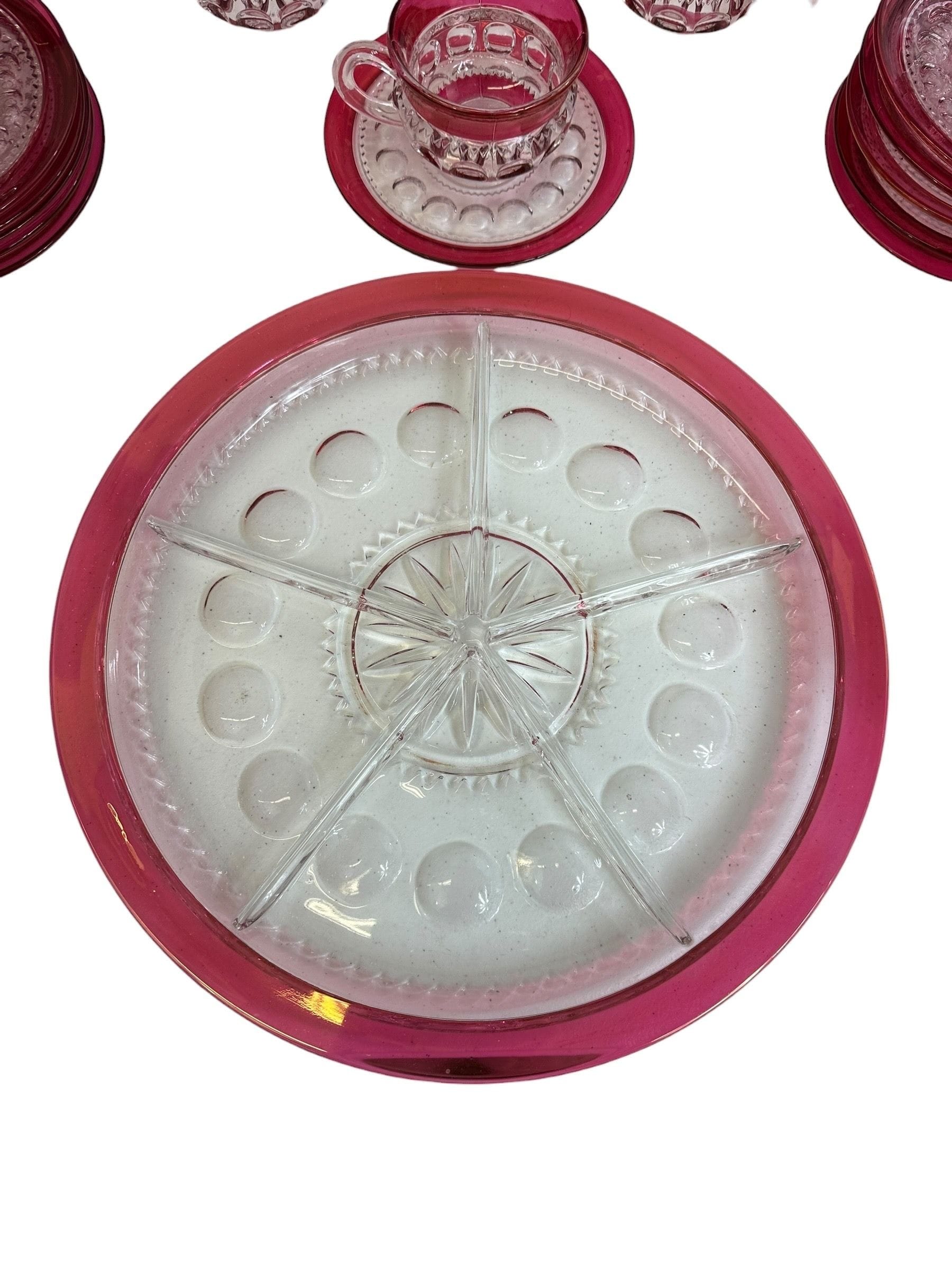 Vintage Tiffin Kings Crown Thumbprint Tea Set for 10 with Extras - 44 Pieces | IdleHour