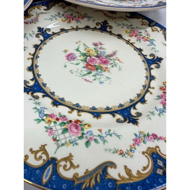 1940s Sevres Blue Plates by Myott Staffordshire - Set of 7 | IdleHour