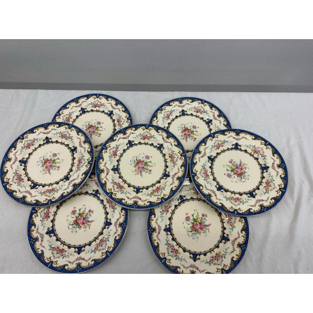 1940s Sevres Blue Plates by Myott Staffordshire - Set of 7 | IdleHour