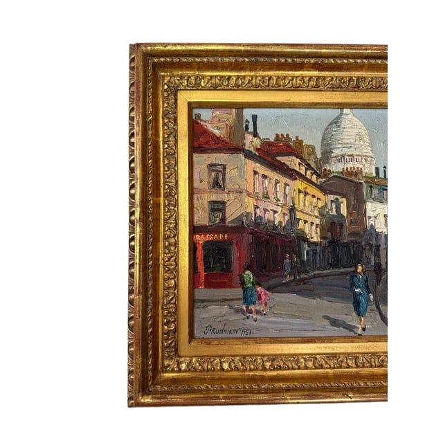 1950s Framed Prudnikov French Cityscape Oil Painting | IdleHour