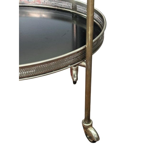 1950s French Nickel-Plated Bar Cart With Black Formica Trays | IdleHour