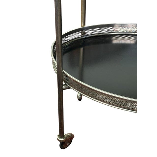 1950s French Nickel-Plated Bar Cart With Black Formica Trays | IdleHour