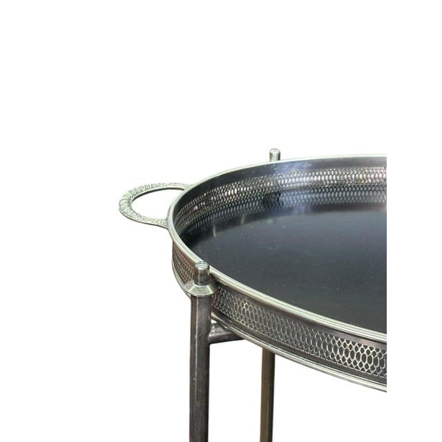1950s French Nickel-Plated Bar Cart With Black Formica Trays | IdleHour