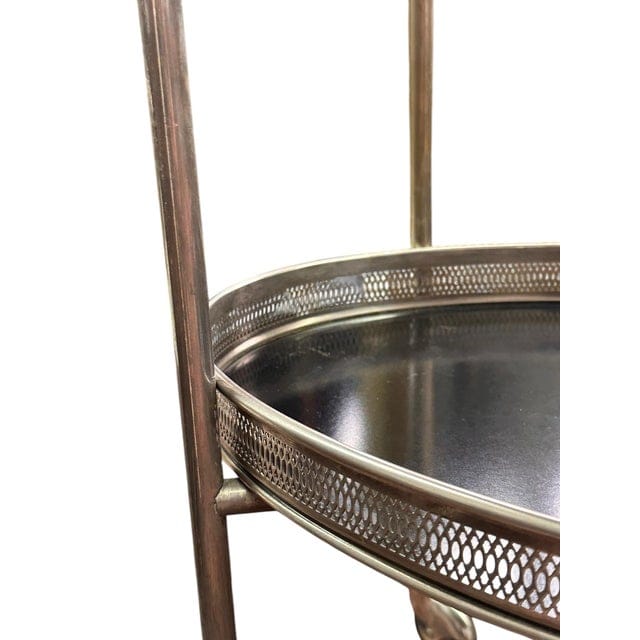 1950s French Nickel-Plated Bar Cart With Black Formica Trays | IdleHour
