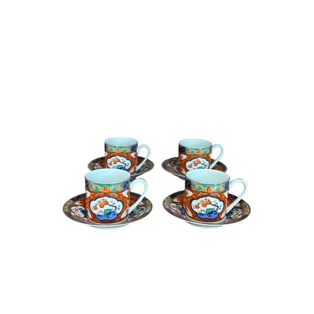 1970s Hand-Painted Dai Ichi Toki Imari Espresso Cups and Saucers - 8 Pieces | IdleHour