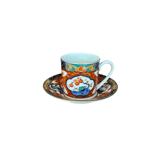 1970s Hand-Painted Dai Ichi Toki Imari Espresso Cups and Saucers - 8 Pieces | IdleHour