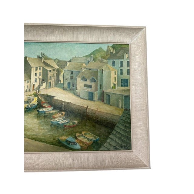 1980s Original Coastal Oil Painting of Polperro, Cornwall Harbor | IdleHour