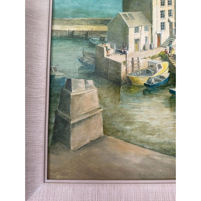1980s Original Coastal Oil Painting of Polperro, Cornwall Harbor | IdleHour