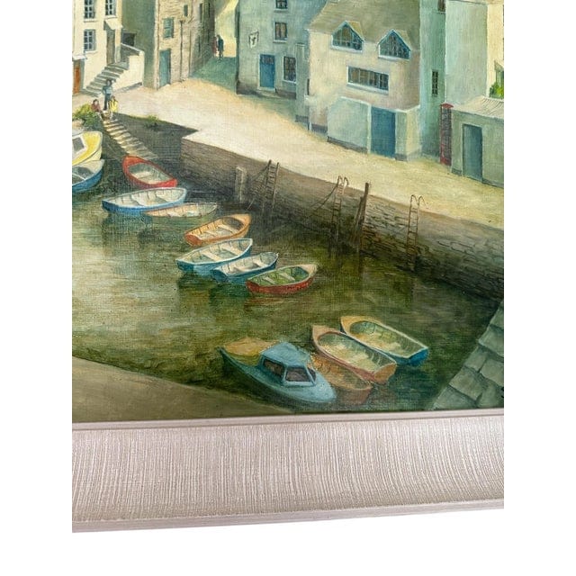 1980s Original Coastal Oil Painting of Polperro, Cornwall Harbor | IdleHour