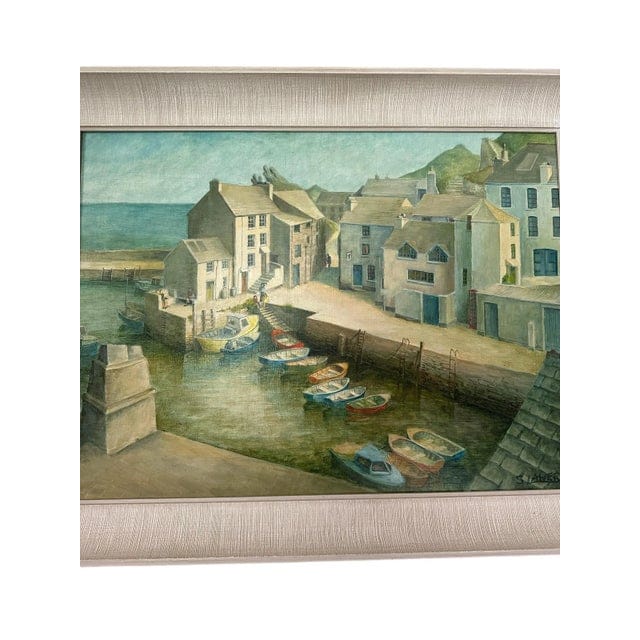 1980s Original Coastal Oil Painting of Polperro, Cornwall Harbor | IdleHour