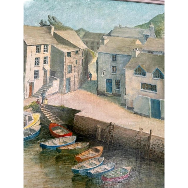 1980s Original Coastal Oil Painting of Polperro, Cornwall Harbor | IdleHour