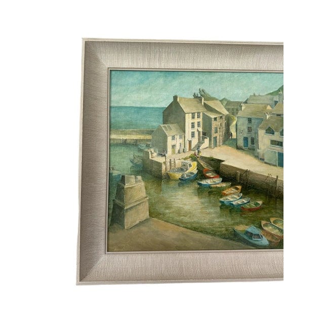 1980s Original Coastal Oil Painting of Polperro, Cornwall Harbor | IdleHour