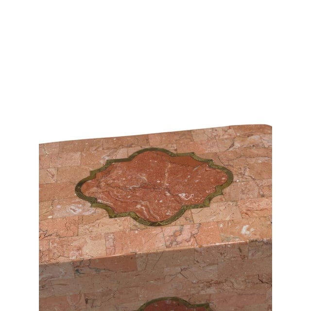 1980s Tessellated Pink Marble and Brass Box Attributed to Maitland Smith | IdleHour
