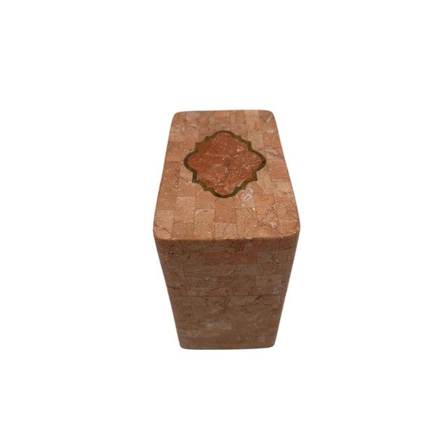 1980s Tessellated Pink Marble and Brass Box Attributed to Maitland Smith | IdleHour