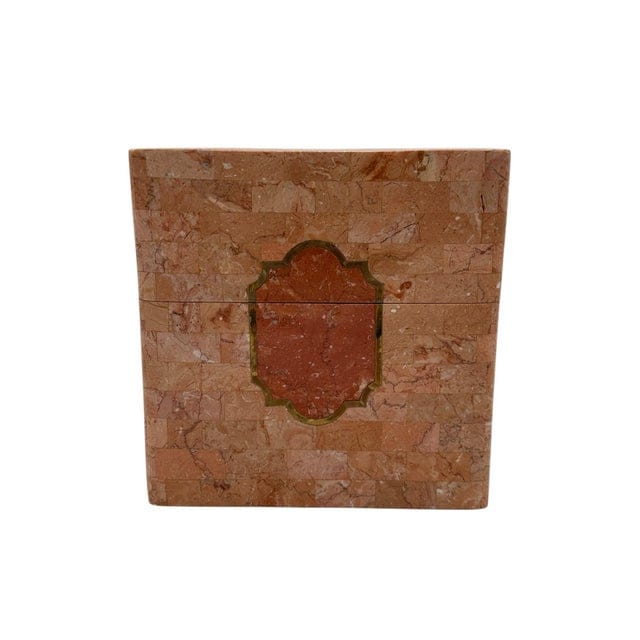 1980s Tessellated Pink Marble and Brass Box Attributed to Maitland Smith | IdleHour