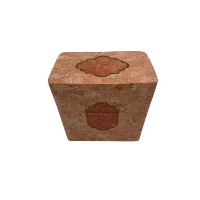 1980s Tessellated Pink Marble and Brass Box Attributed to Maitland Smith | IdleHour
