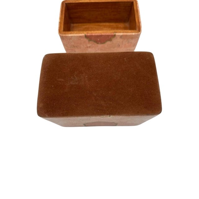 1980s Tessellated Pink Marble and Brass Box Attributed to Maitland Smith | IdleHour