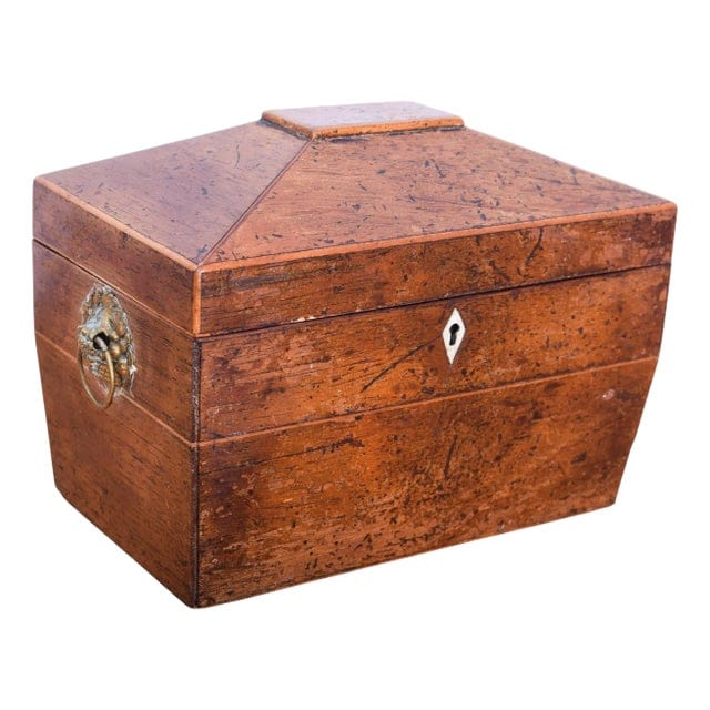 19th Century English Sarcophagus Tea Caddy With Interior Lids and Brass Handles | IdleHour