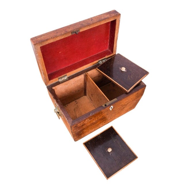 19th Century English Sarcophagus Tea Caddy With Interior Lids and Brass Handles | IdleHour