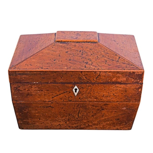 19th Century English Sarcophagus Tea Caddy With Interior Lids and Brass Handles | IdleHour