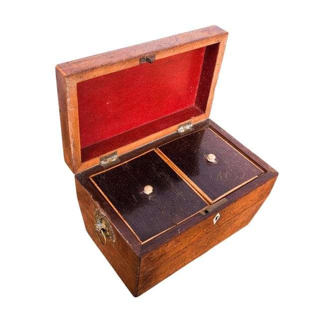 19th Century English Sarcophagus Tea Caddy With Interior Lids and Brass Handles | IdleHour