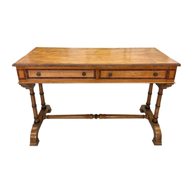 19th Century William IV Satinwood Writing Desk With Tulipwood Marquetry | IdleHour