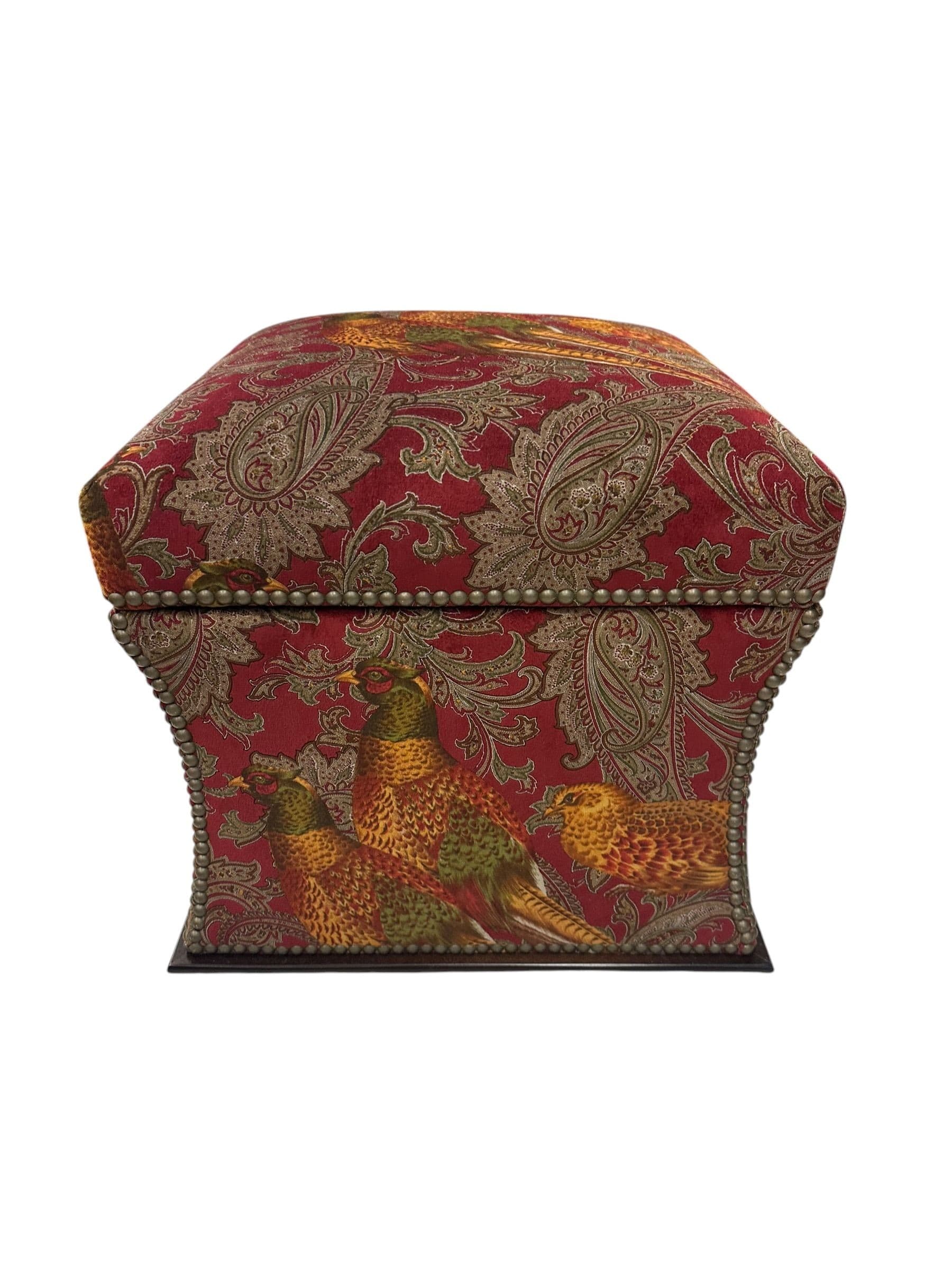 Ralph Lauren 'Florence' Ottoman in Buckthorn Paisley Fabric with Nailhead Trim | IdleHour