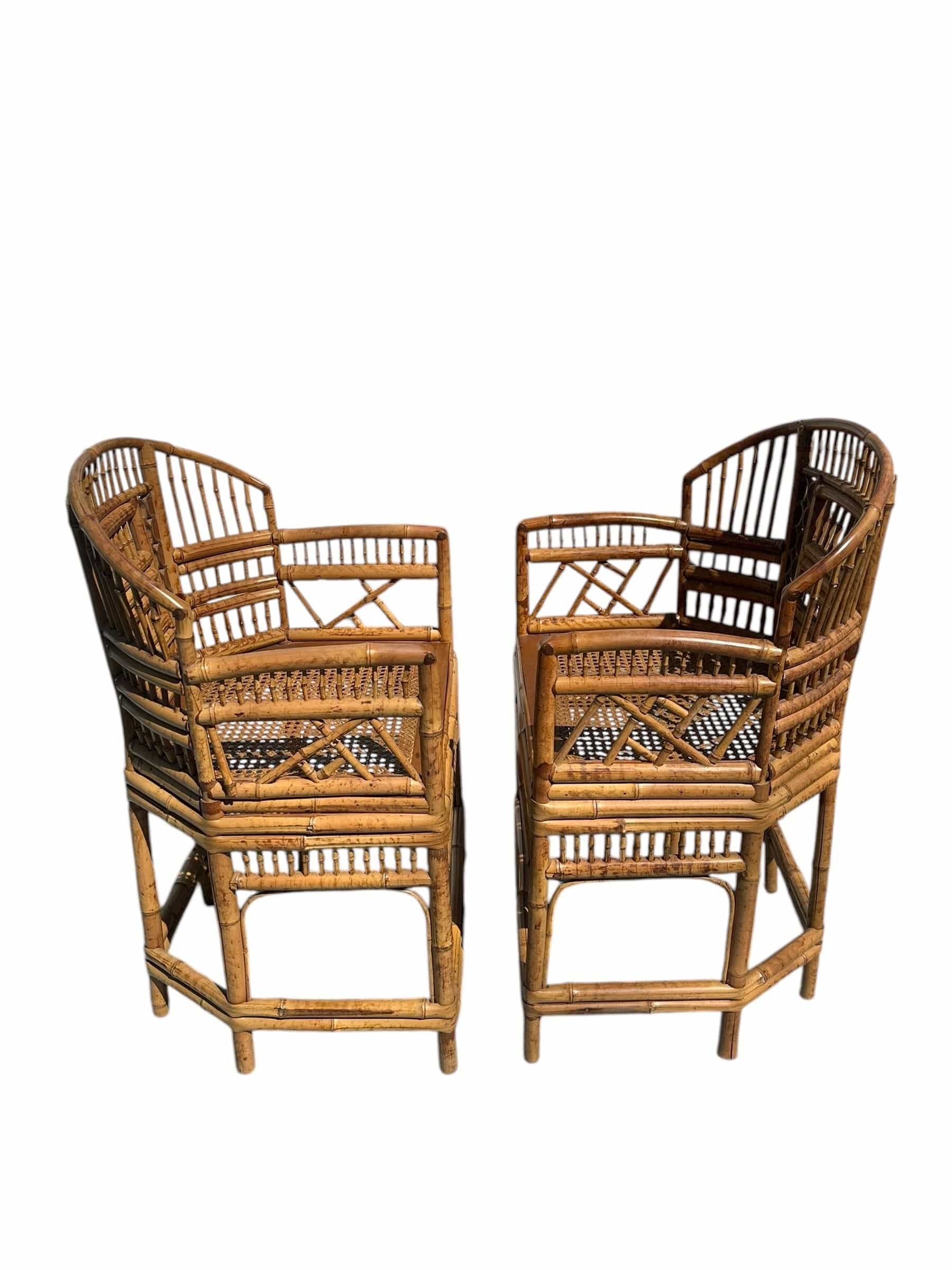 Mid 20th Century Pair of Brighton Pavilion Burnt Bamboo Pagoda Chairs | IdleHour