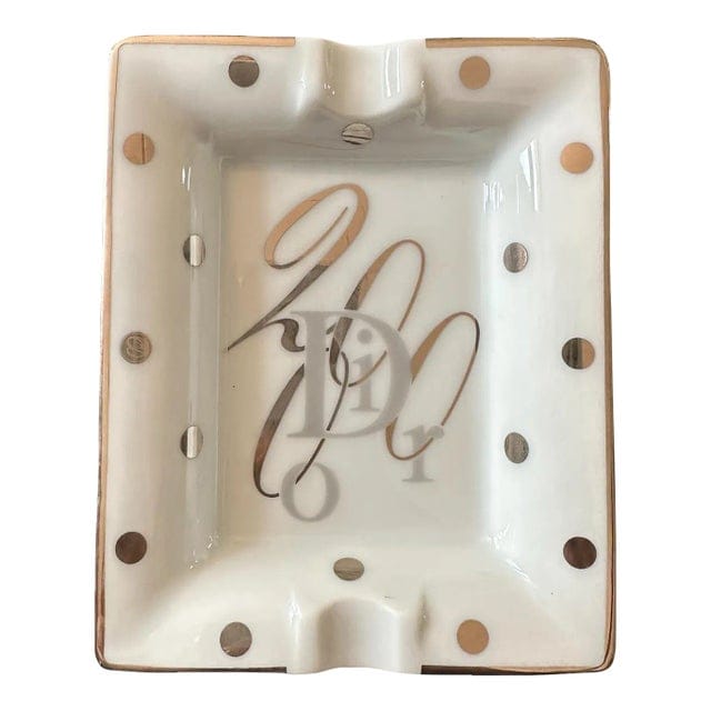 2000s Christian Dior Gold Polka Dot Ashtray | IdleHour