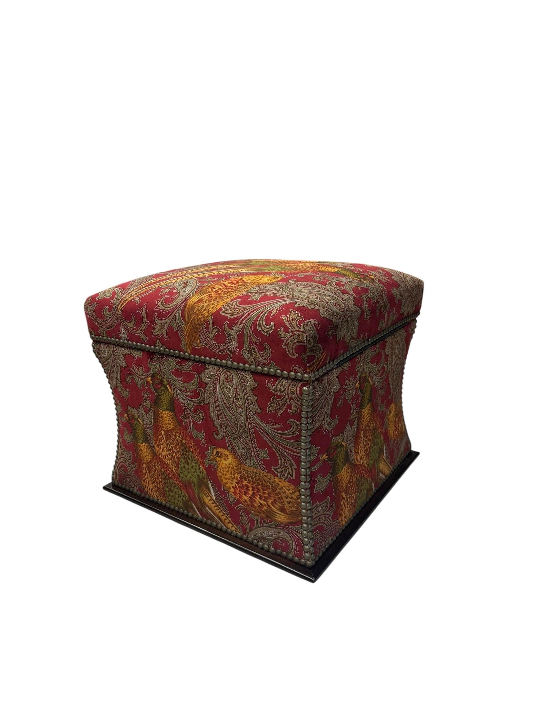 Ralph Lauren 'Florence' Ottoman in Buckthorn Paisley Fabric with Nailhead Trim | IdleHour