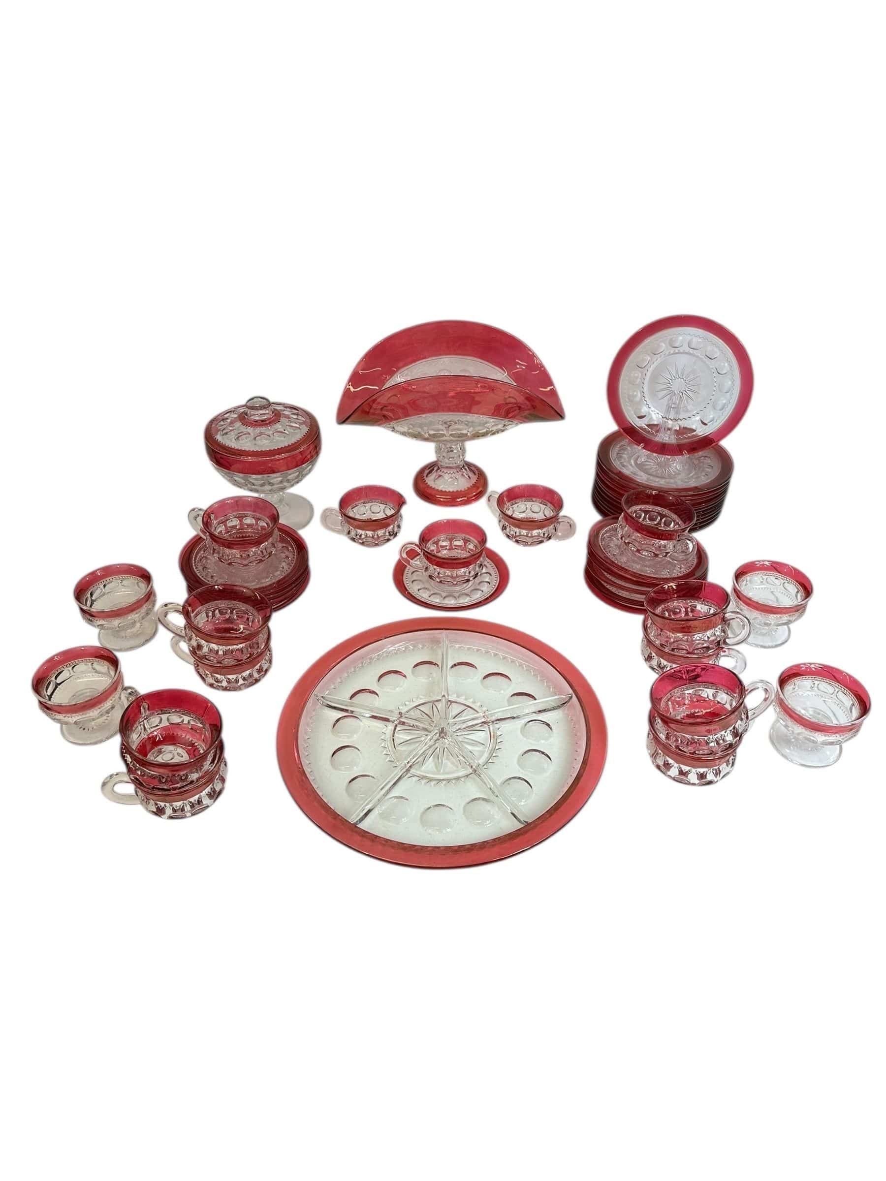 Vintage Tiffin Kings Crown Thumbprint Tea Set for 10 with Extras - 44 Pieces | IdleHour