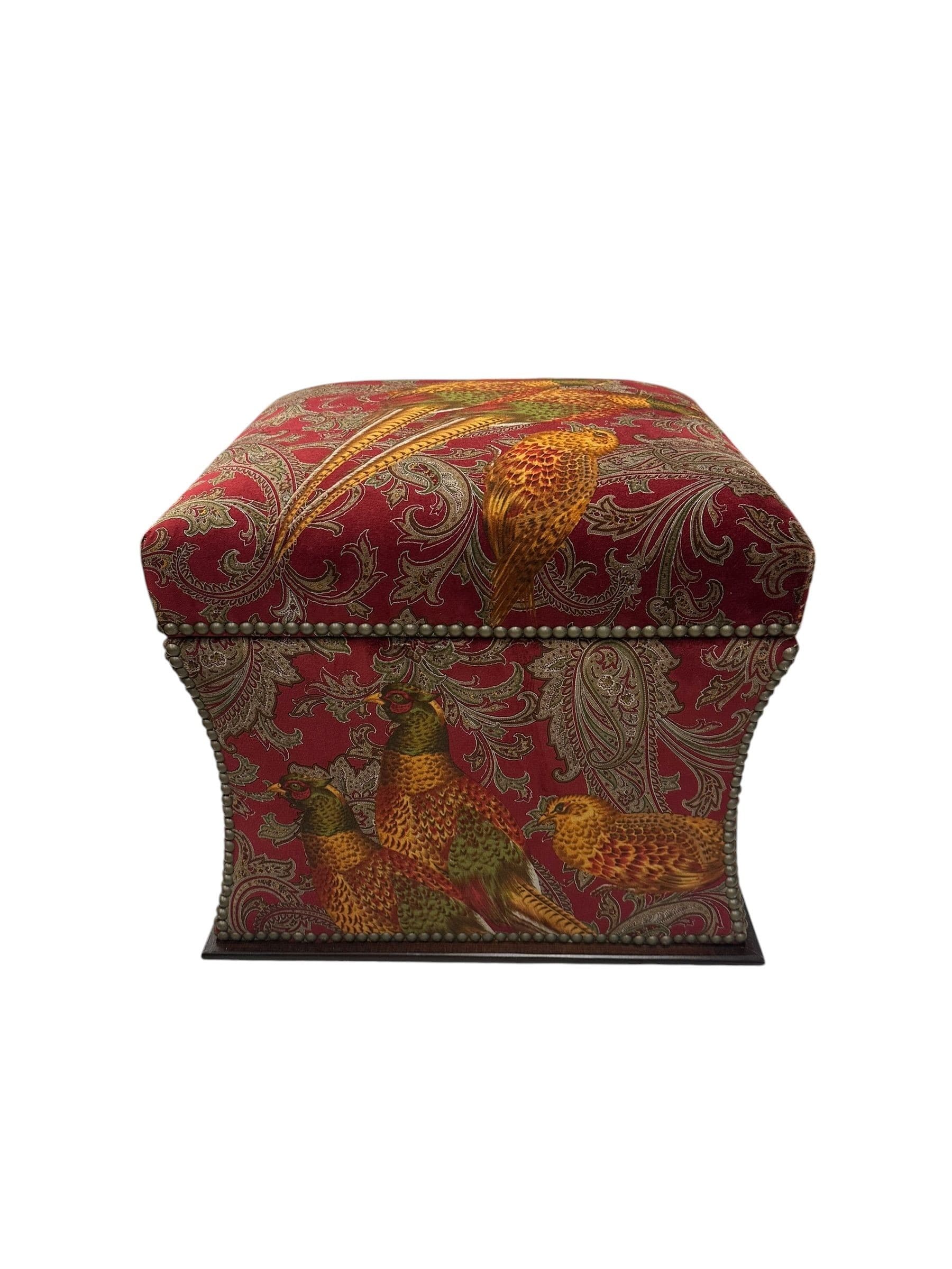 Ralph Lauren 'Florence' Ottoman in Buckthorn Paisley Fabric with Nailhead Trim | IdleHour