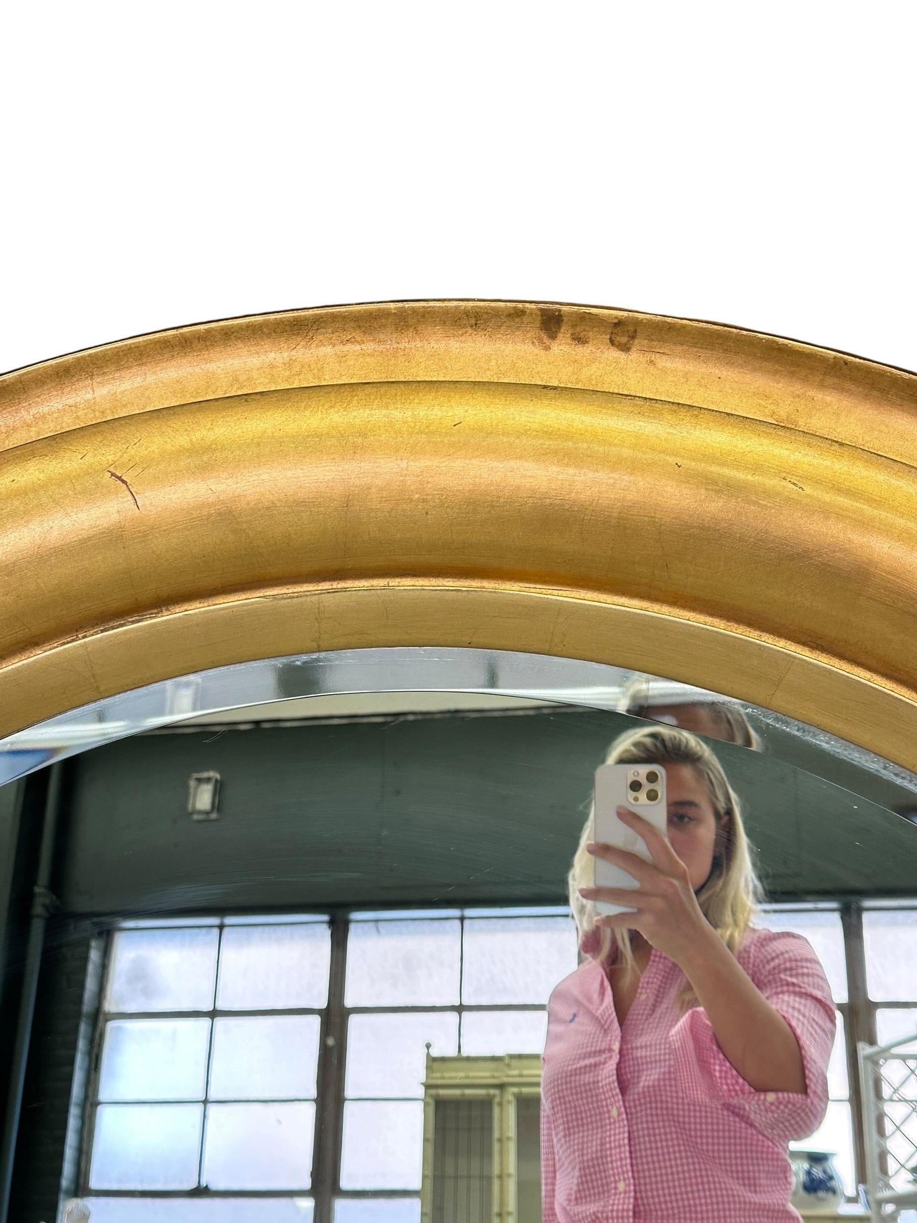 Large Round Hollywood Regency Mid 20th Century 60” Gilded Mirror | IdleHour