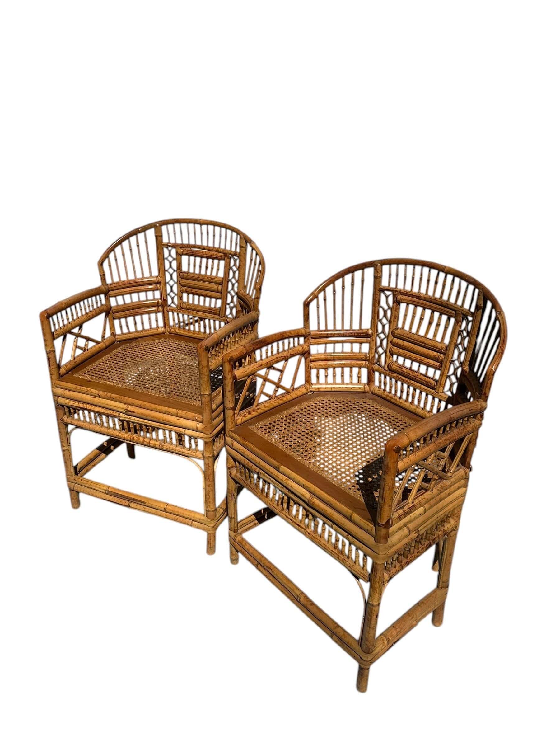 Mid 20th Century Pair of Brighton Pavilion Burnt Bamboo Pagoda Chairs | IdleHour