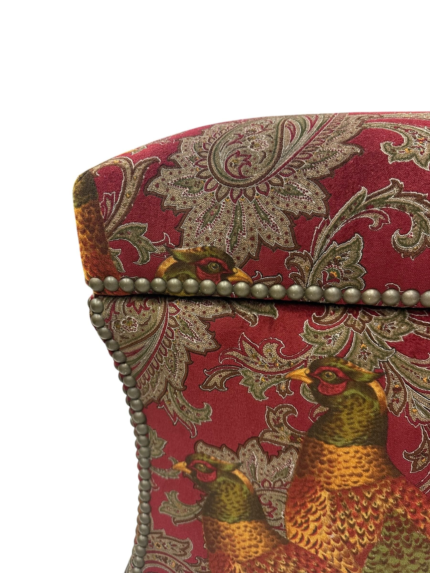 Ralph Lauren 'Florence' Ottoman in Buckthorn Paisley Fabric with Nailhead Trim | IdleHour