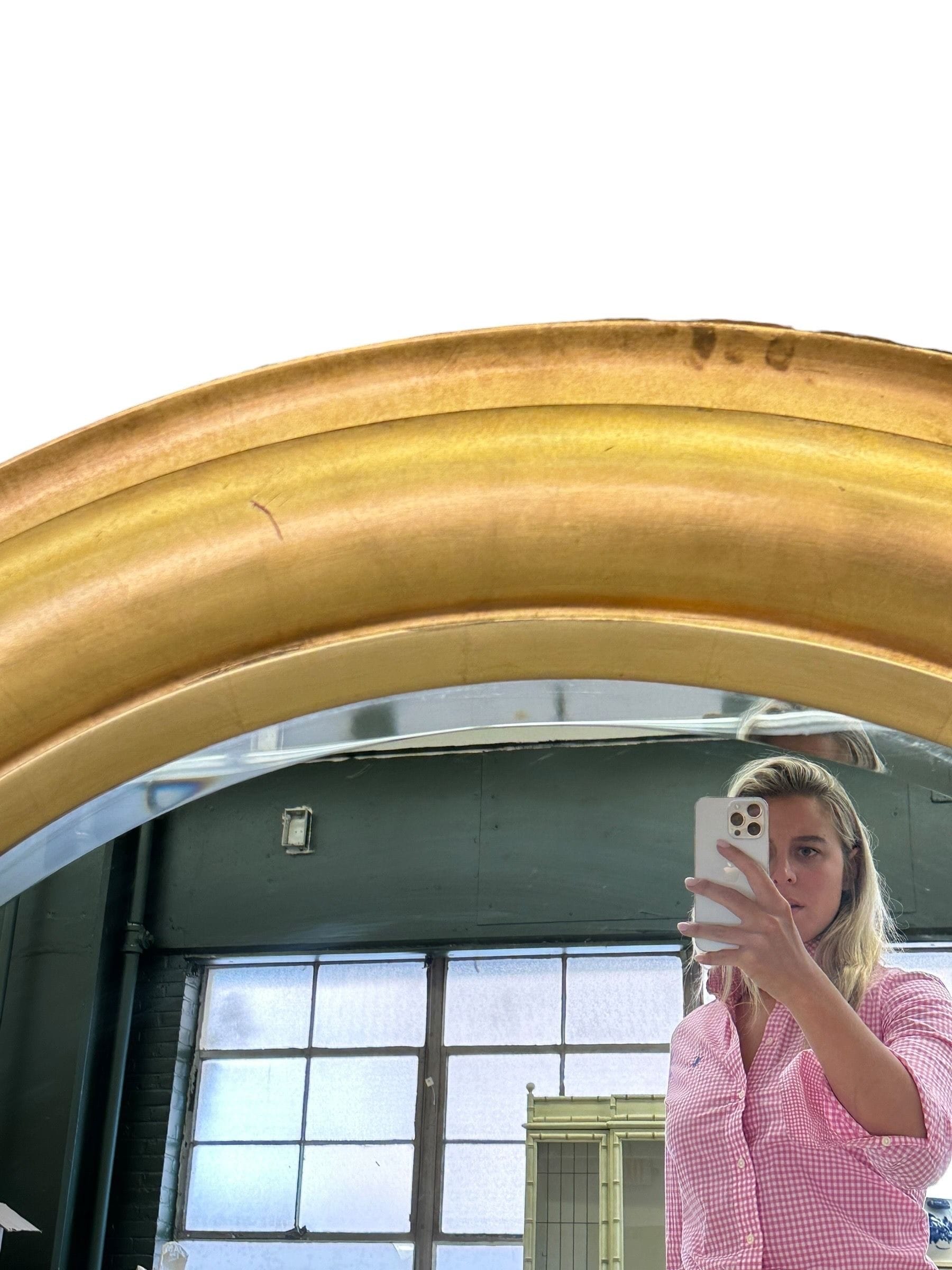Large Round Hollywood Regency Mid 20th Century 60” Gilded Mirror | IdleHour