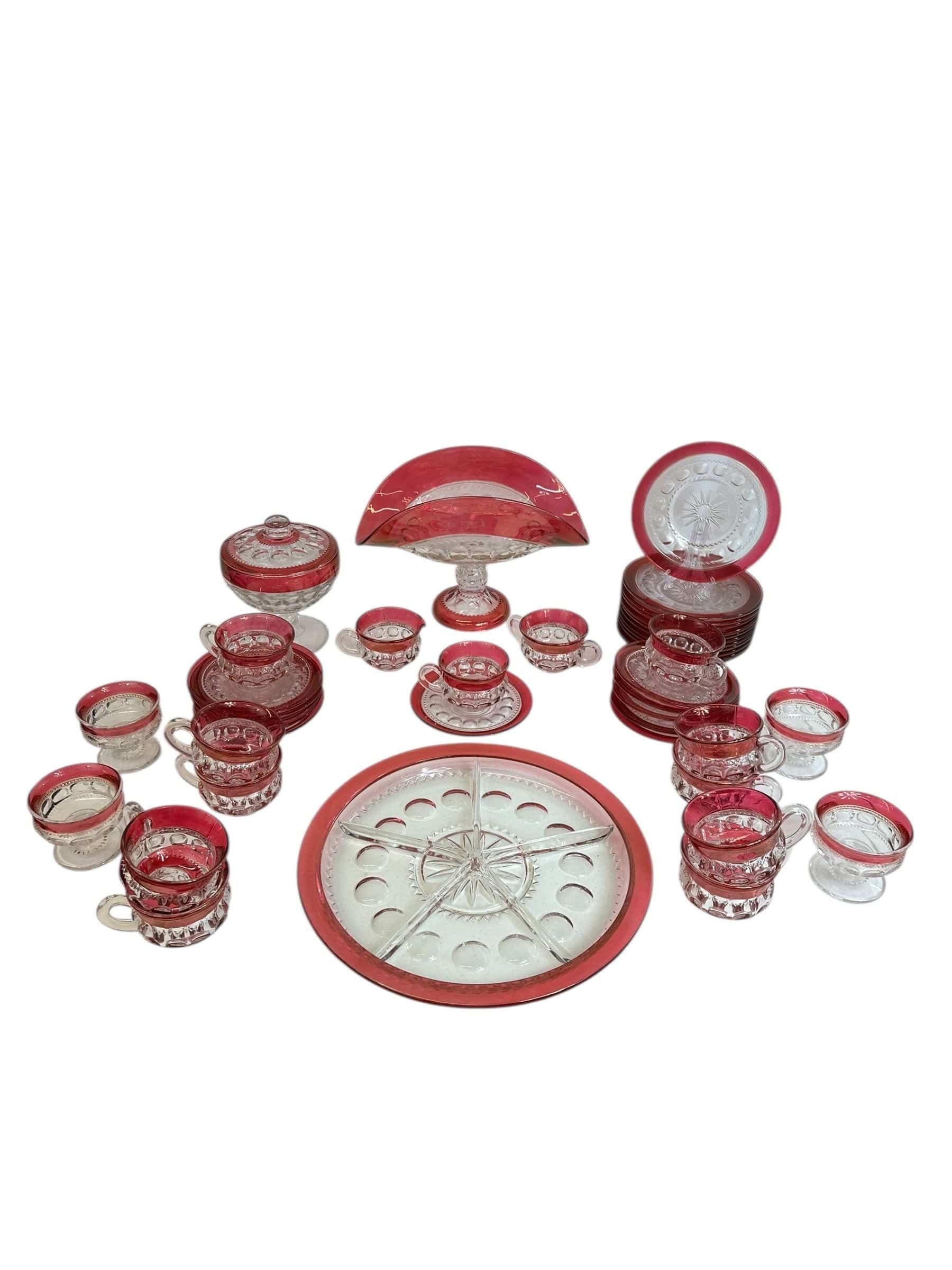Vintage Tiffin Kings Crown Thumbprint Tea Set for 10 with Extras - 44 Pieces | IdleHour