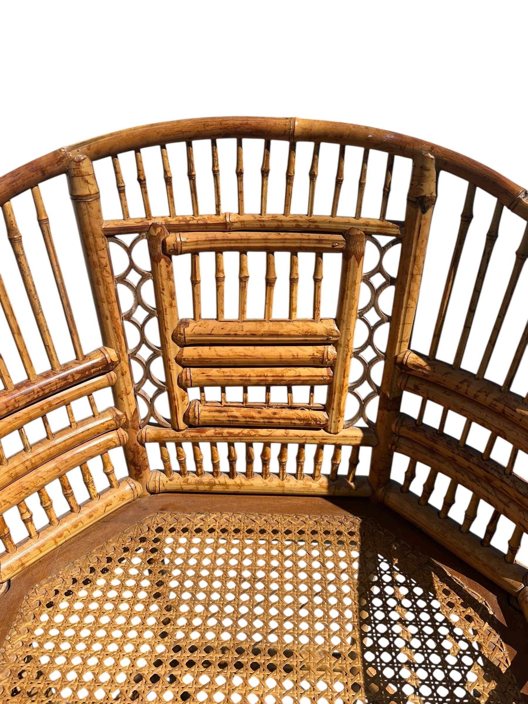 Mid 20th Century Pair of Brighton Pavilion Burnt Bamboo Pagoda Chairs | IdleHour