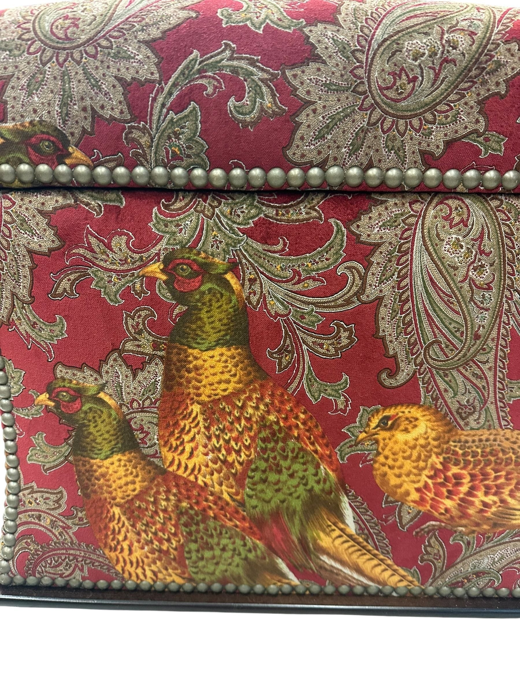 Ralph Lauren 'Florence' Ottoman in Buckthorn Paisley Fabric with Nailhead Trim | IdleHour